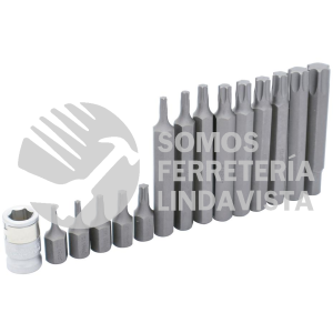 J230 JUEGO DE PUNTAS TORX HEXAGONO DE 3/8" CON ADAPTADOR, 15 PIEZAS URREA
