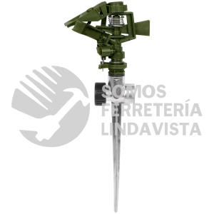 20072 ASVE-11X ASPERSOR VERDE PLASTICO DOS VIAS ESTACA DE ZINC DE 11" PRETUL