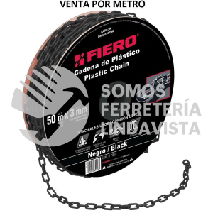 44160 CAPL-3N METRO DE CADENA DE 3 MM DE PLASTICO NEGRA CARRETE DE 50 M FIERO