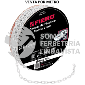 44161 CAPL-3B METRO DE CADENA DE 3 MM DE PLASTICO BLANCA CARRETE DE 50 M FIERO