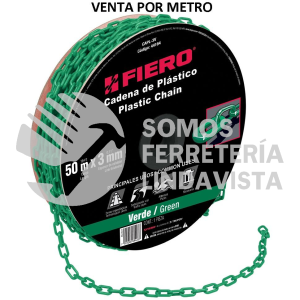 44164 CAPL-3V METRO DE CADENA DE 3 MM DE PLASTICO VERDE CARRETE DE 50 M FIERO