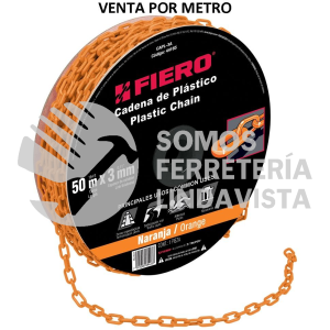 44165 CAPL-3A METRO DE CADENA DE 3 MM DE PLASTICO NARANJA CARRETE DE 50 M FIERO