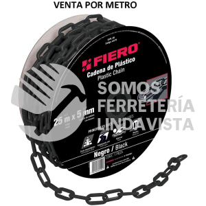 44170 CAPL-5N METRO DE CADENA DE 5 MM DE PLASTICO NEGRA CARRETE DE 25 M FIERO