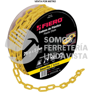 44172 CAPL-5M METRO DE CADENA DE 5 MM DE PLASTICO AMARILLA CARRETE DE 25M FIERO