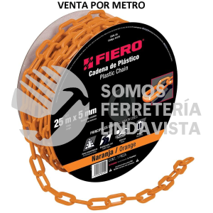 44175 CAPL-5A METRO DE CADENA DE 5 MM DE PLASTICO NARANJA CARRETE DE 25 M FIERO