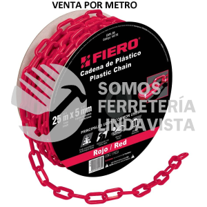 44176 CAPL-5R METRO DE CADENA DE 5 MM DE PLASTICO ROJA CARRETE DE 25 M FIERO