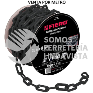 44180 CAPL-8N METRO DE CADENA DE 8 MM DE PLASTICO NEGRA CARRETE DE 25 M FIERO