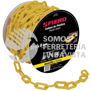 44182 CAPL-8M METRO DE CADENA DE 8 MM DE PLASTICO AMARILLA CARRETE DE 25M FIERO