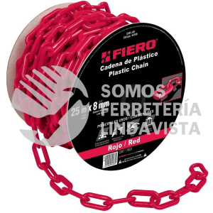 44186 CAPL-8R METRO DE CADENA DE 8 MM DE PLASTICO ROJA CARRETE DE 25 M FIERO
