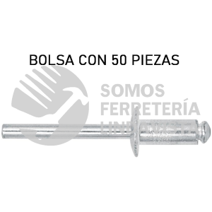 44533 R-86B BOLSA CON 50 REMACHES DE 1/4" X 3/8" DE ALUMINIO ALA 1/2" FIERO