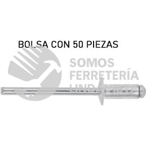 44528 R-62B BOLSA CON 50 REMACHES 3/16" X 1/8" DE ALUMINIO ALA 3/8" FIERO