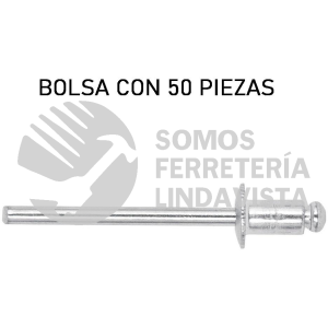44524 R-52B BOLSA CON 50 REMACHES 5/32" X 1/8" DE ALUMINIO ALA 5/16" FIERO