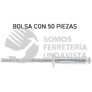44527 R-58B BOLSA CON 50 REMACHES 5/32" X 1/2" DE ALUMINIO ALA 5/16" FIERO