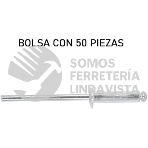 44521 R-45B BOLSA CON 50 REMACHES 1/8" X 5/16" DE ALUMINIO ALA 1/4" FIERO