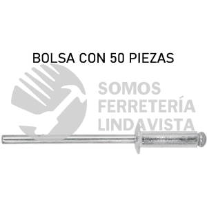 44522 R-46B BOLSA CON 50 REMACHES 1/8" X 3/8" DE ALUMINIO ALA 1/4 FIERO