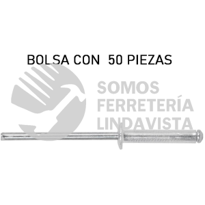 44523 R-48B BOLSA CON 50 REMACHES 1/8" X 1/2" DE ALUMINIO ALA 1/4 FIERO
