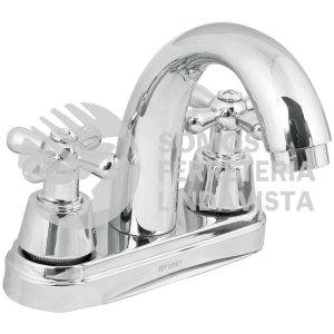 49692 AQM-51 MEZCLADORA CROMO 4" PARA LAVABO NARIZ CURVA CRUCETA AQUA FOSET