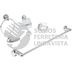 49395 AQA-4000 JUEGO DE 6 ACCESORIOS PARA BAÑO METALICOS FOSET AQUA