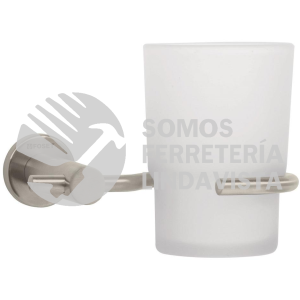 49674 ELA-71N PORTAVASO CEPILLERO SATIN CON VASO DE VIDRIO FOSET ELEMENT