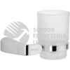 45205 RIA-71 PORTAVASO CEPILLERO CROMO CON VASO DE VIDRIO FOSET RIVIERA