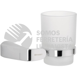 45205 RIA-71 PORTAVASO CEPILLERO CROMO CON VASO DE VIDRIO FOSET RIVIERA