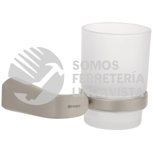 45220 RIA-71N PORTAVASO CEPILLERO SATIN CON VASO DE VIDRIO FOSET RIVIERA