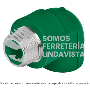 49857 CV-513 CODO 90 GRADOS PPR DE 1" MACHO CON INSERTO METALICO FOSET