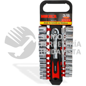 JAC-3821 JUEGO DE DADOS CON MATRACA 3/8" CON 22 PIEZAS MIKELS