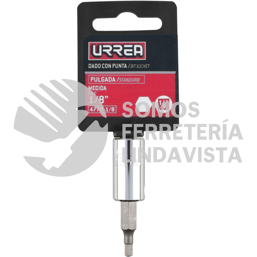 4770-3/32 DADO CON PUNTA HEXAGONAL CUADRO DE 1/4", EN PULGADAS, 3/32" URREA