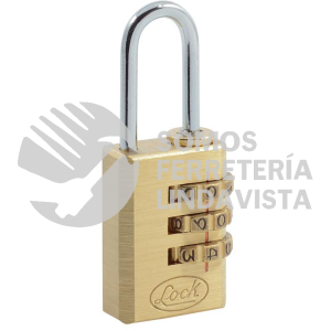 10CA CANDADO DE COMBINACION PROGRAMABLE PARA MALETA, LATON, 20 MM LOCK