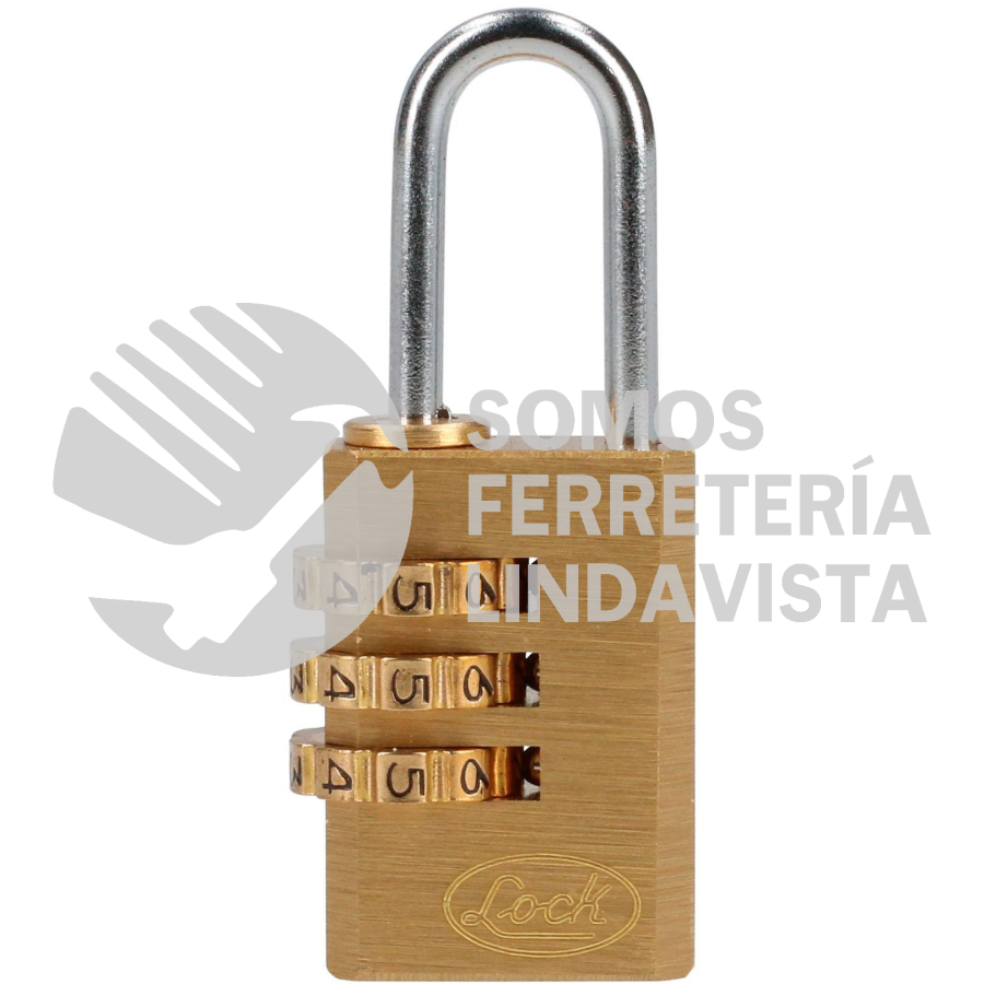 10CA CANDADO DE COMBINACION PROGRAMABLE PARA MALETA, LATON, 20 MM LOCK
