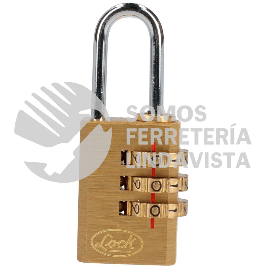 10CA CANDADO DE COMBINACION PROGRAMABLE PARA MALETA, LATON, 20 MM LOCK