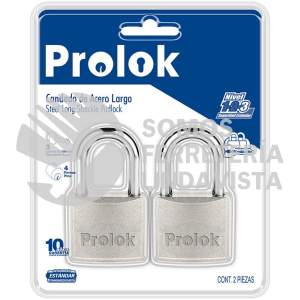 P22L452 JUEGO DE 2 CANDADOS DE ACERO LARGOS 45 MM, LLAVE ESTANDAR PROLOK