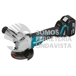 DGA458Z MINIESMERIL 115MM 4-1/2" 8,500 RPM M/BL IND BAT LI-ION S/BAT Y CARG C/DISCO 18V MAKITA
