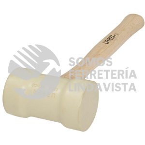 1368B MAZO CON CABEZA DE HULE BEIGE CON MANGO DE MADERA DE ENCINO DE 16", 22 OZ URREA