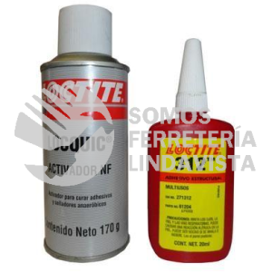 490183 ADHESIVO 312TM Y ACTIVADOR NFTM ADHESIVO ESTRUCTURAL METAL-VIDRIO KIT BOTELLA 20 ML /AEROSOL 170G LOCTITE