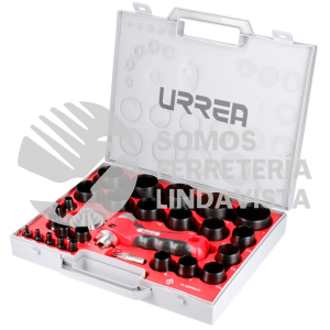 49902A JUEGO DE SACABOCADOS CON MANGO ADAPTADOR ERGONONICO DE 1/8" A 2", 28 PIEZAS URREA