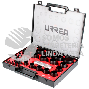 49902 JUEGO DE SACABOCADOS CON MANGO ADAPTADOR ERGONONICO DE 1/8" A 2", 27 PIEZAS URREA