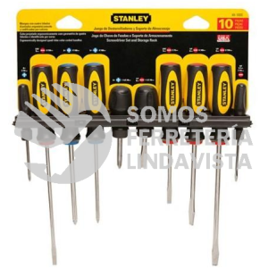 60-100S JUEGO DE 10 DESTORNILLADORES Y SOPORTE DE ALMACENAJE COMBINADO 70304815 STANLEY