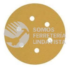 09675 DISCO DE CONTACTO DIAMETRO 6" PAPEL VELCRO A080 GRADO P180 CON 6 PERFORACIONES LINEA AMARILLA FANDELI
