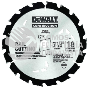 DW3191 DISCO SIERRA 7-1/4" X 5/8" 18 DIENTES DEWALT