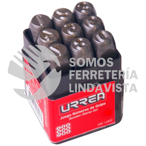 42N4 JUEGO DE NUMEROS DEL "0" AL "9" DE GOLPE 4 MM, 9 PIEZAS URREA