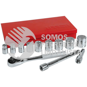 52128 JUEGO DE DADOS Y ACCESORIOS CUADRO DE 3/8" EN PULGADAS, 13 PIEZAS URREA