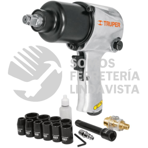 18281 TPN-734H-2K KIT DE LLAVE DE IMPACTO 1/2" IND. CON ESTUCHE PLASTICO TRUPER