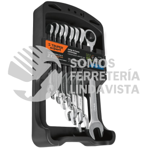 15816 JC-8XM JUEGO DE 8 LLAVES COMBINADAS MM PULIDAS CON MATRACA TRUPER