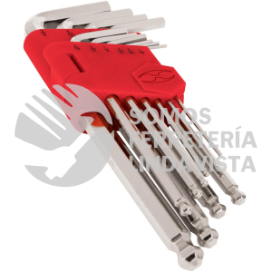 13643 ALLX-10P JUEGO 10 LLAVES ALLEN LARGAS STD PUNTA BOLA CON ORGANIZADOR TRUPER