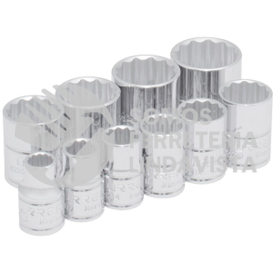 52118 JUEGO DE DADOS CUADRO DE 3/8", 12 PUNTAS, EN PULGADAS EN RIEL, 10 PIEZAS URREA