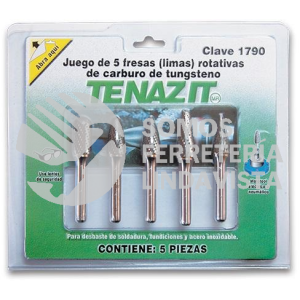 1790 JUEGO DE 5 LIMAS ROTATIVAS DE CARBURO DE TUNGSTENO TENAZIT