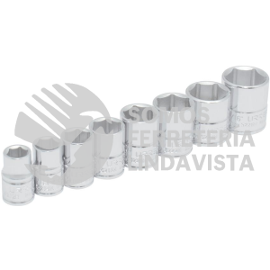 S02HS JUEGO DE DADOS CUADRO DE 3/8", 6 PUNTAS, EN PULGADAS EN RIEL, 8 PIEZAS URREA