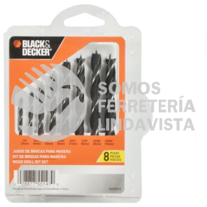 BD0100CS JUEGO DE BROCAS PARA MADERA 8 PZAS 1/8" A 3/8" BLACK AND DECKER